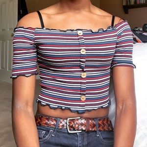 Navy Striped crop top